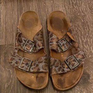 Metallic cheetah print Birkenstock’s